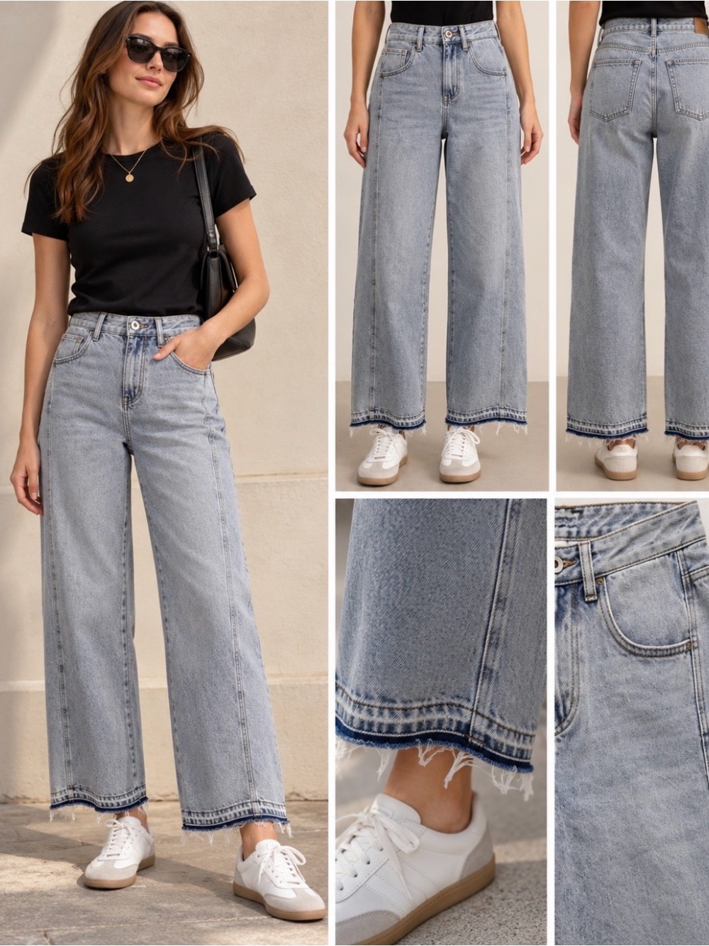 Straight Leg Raw hem Light Gray Jeans 26